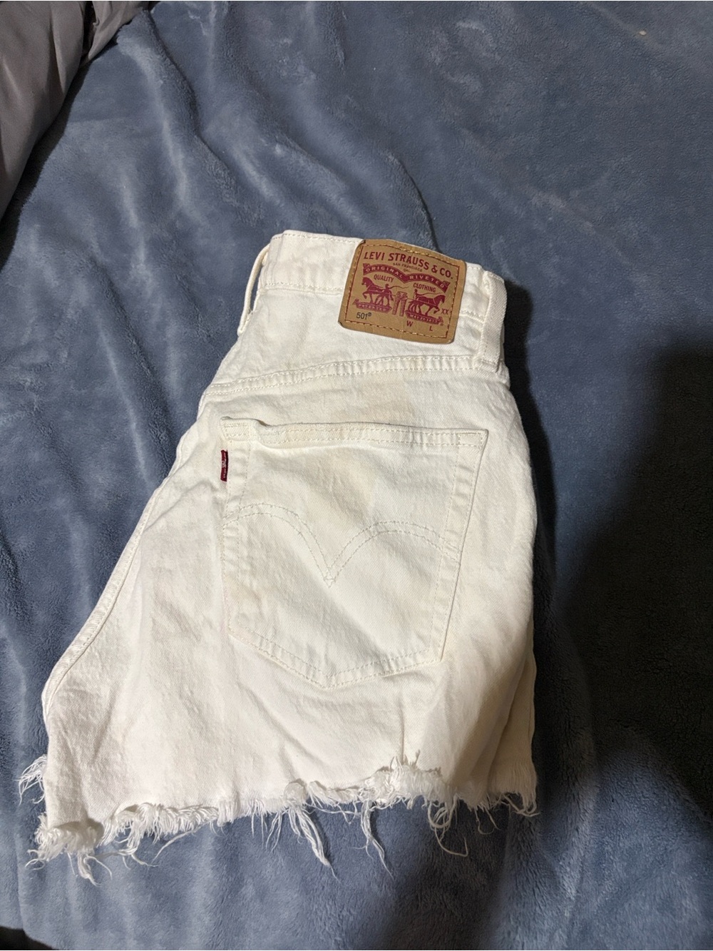 Levi's White Frayed Denim Shorts